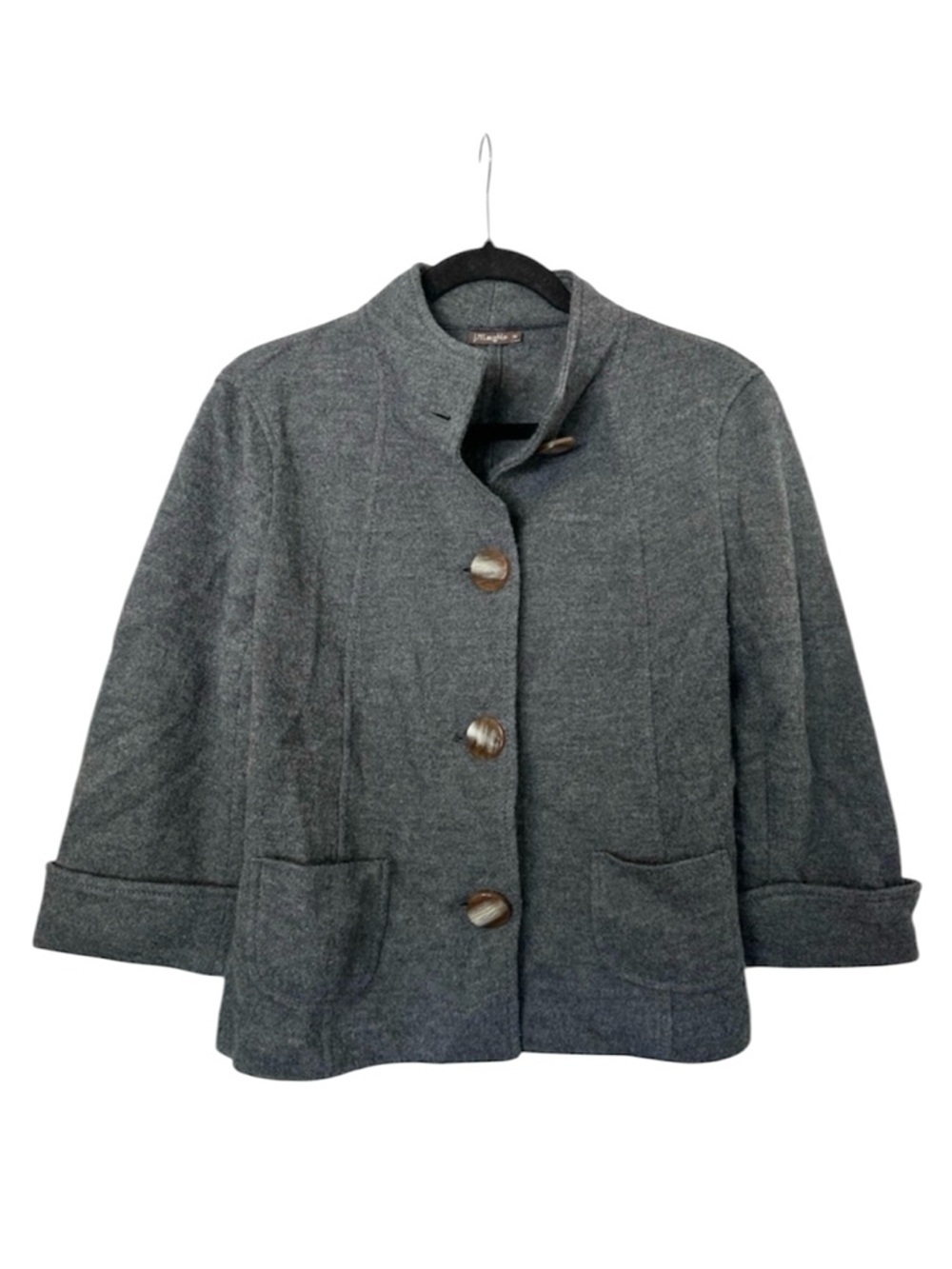 J. McLaughlin Merino Wool Button Front Cardigan Sweater Womens Medium Gray